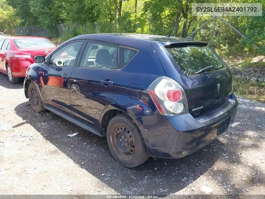 2010 Pontiac Vibe VIN: 5Y2SL6E84AZ401792 Lot: 45535703