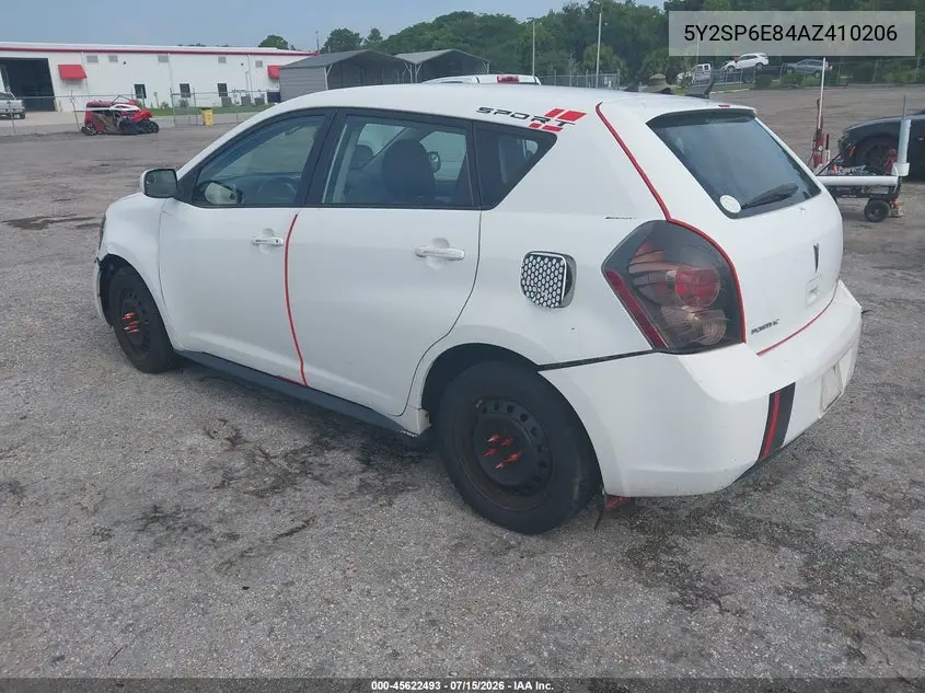 2010 Pontiac Vibe VIN: 5Y2SP6E84AZ410206 Lot: 45622493