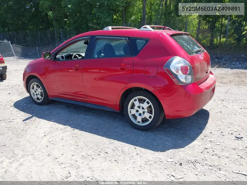 2010 Pontiac Vibe VIN: 5Y2SM6E03AZ409891 Lot: 45638108