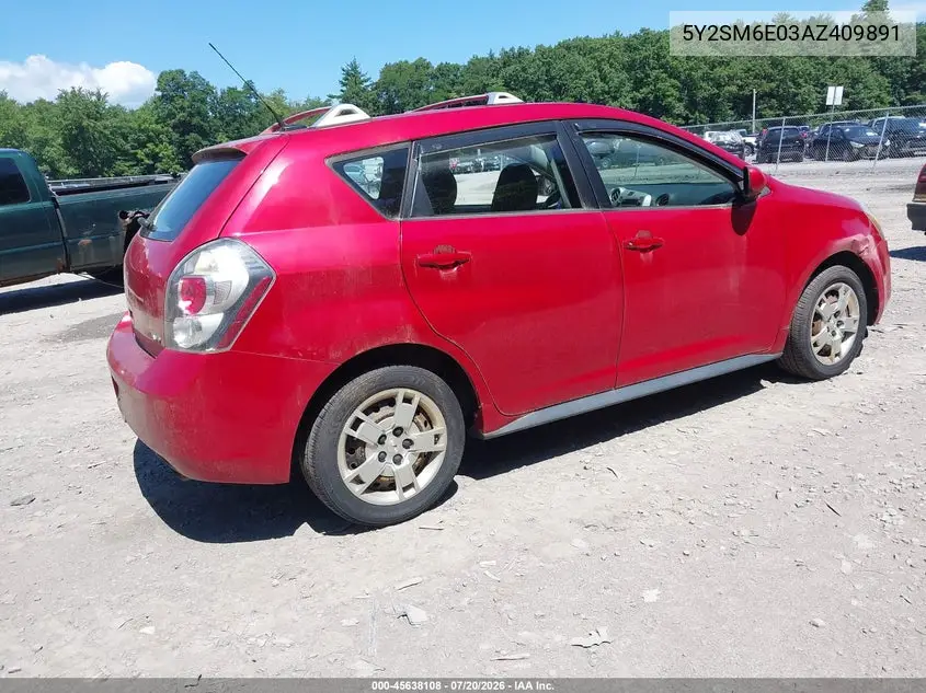 2010 Pontiac Vibe VIN: 5Y2SM6E03AZ409891 Lot: 45638108