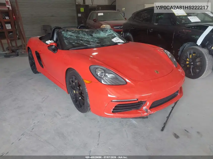 2017 Porsche 718 Boxster VIN: WP0CA2A81HS222217 Lot: 45529096
