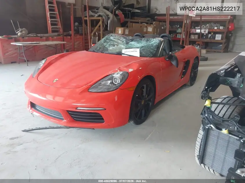 2017 Porsche 718 Boxster VIN: WP0CA2A81HS222217 Lot: 45529096