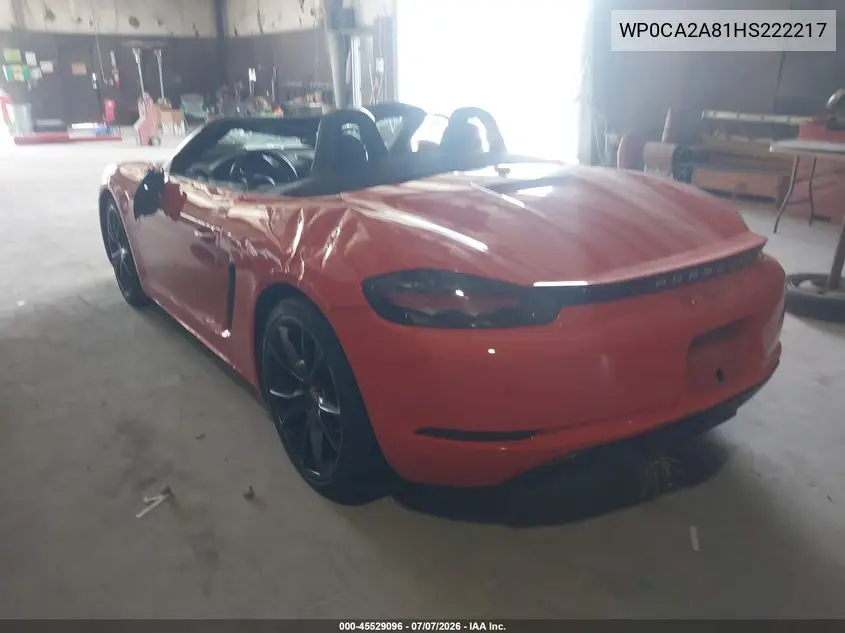 2017 Porsche 718 Boxster VIN: WP0CA2A81HS222217 Lot: 45529096