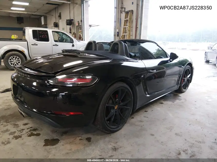 2018 Porsche 718 Boxster S VIN: WP0CB2A87JS228350 Lot: 45480317