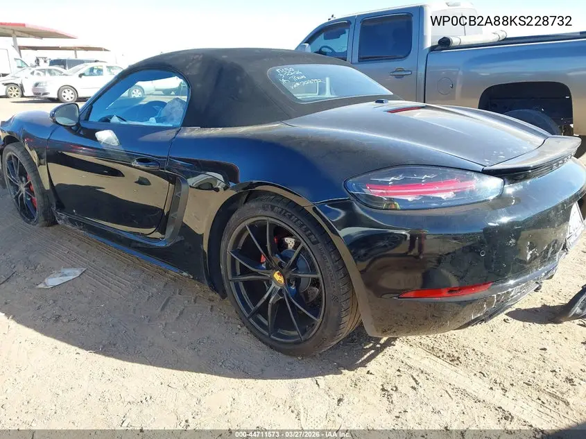 2019 Porsche 718 Boxster S VIN: WP0CB2A88KS228732 Lot: 44711573