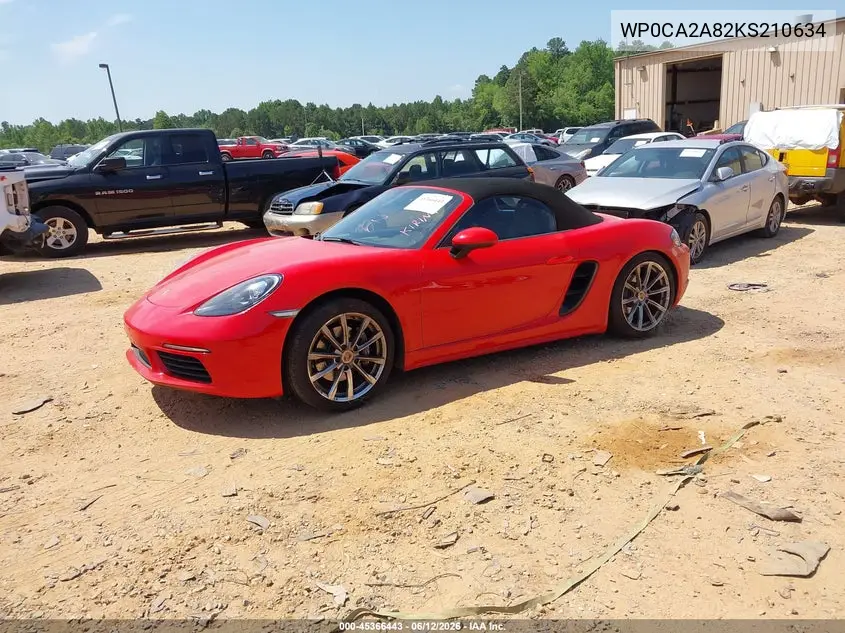 2019 Porsche 718 Boxster VIN: WP0CA2A82KS210634 Lot: 45366443