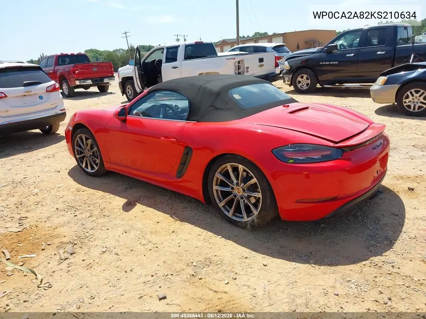 2019 Porsche 718 Boxster VIN: WP0CA2A82KS210634 Lot: 45366443