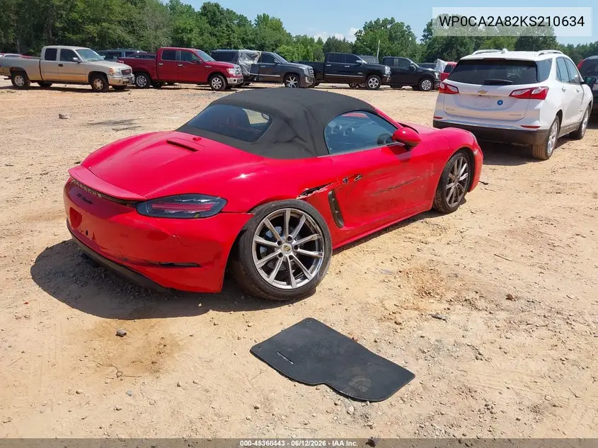 2019 Porsche 718 Boxster VIN: WP0CA2A82KS210634 Lot: 45366443