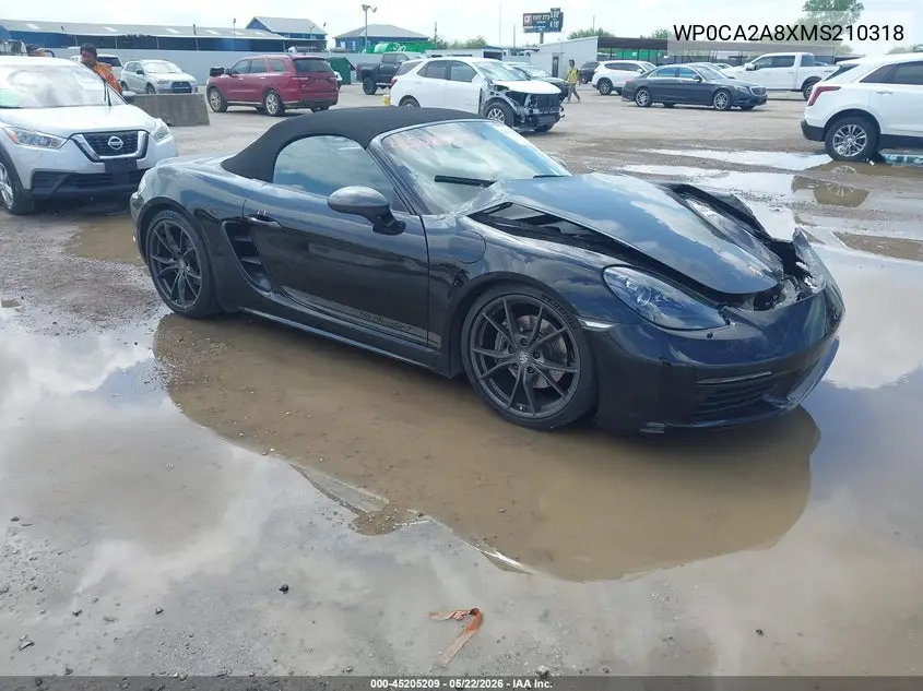 2021 Porsche 718 Boxster T VIN: WP0CA2A8XMS210318 Lot: 45205209