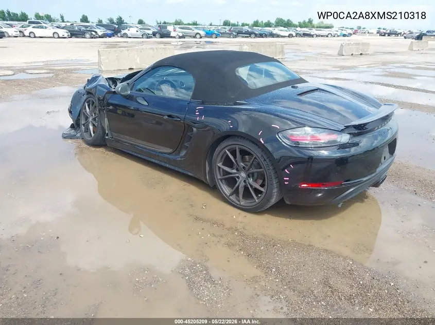2021 Porsche 718 Boxster T VIN: WP0CA2A8XMS210318 Lot: 45205209