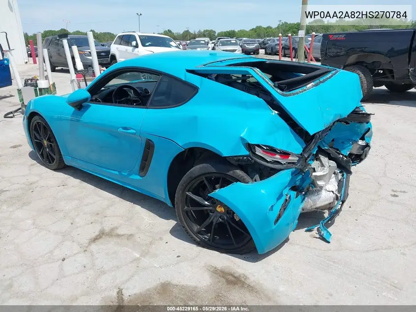 2017 Porsche 718 Cayman VIN: WP0AA2A82HS270784 Lot: 45229165