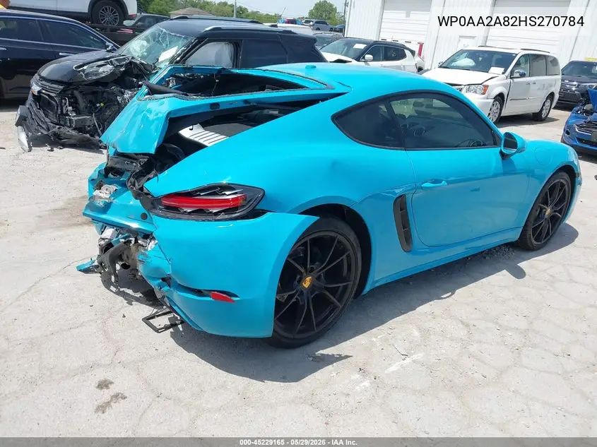 2017 Porsche 718 Cayman VIN: WP0AA2A82HS270784 Lot: 45229165
