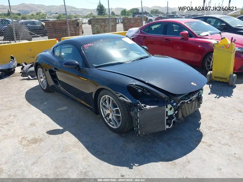 2018 Porsche 718 Cayman VIN: WP0AA2A87JK260421 Lot: 45037550