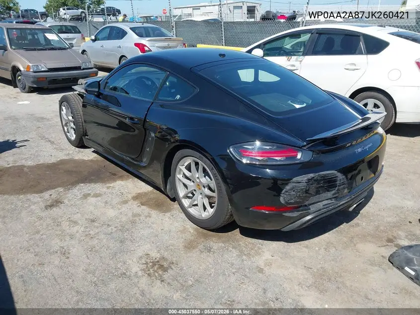 2018 Porsche 718 Cayman VIN: WP0AA2A87JK260421 Lot: 45037550