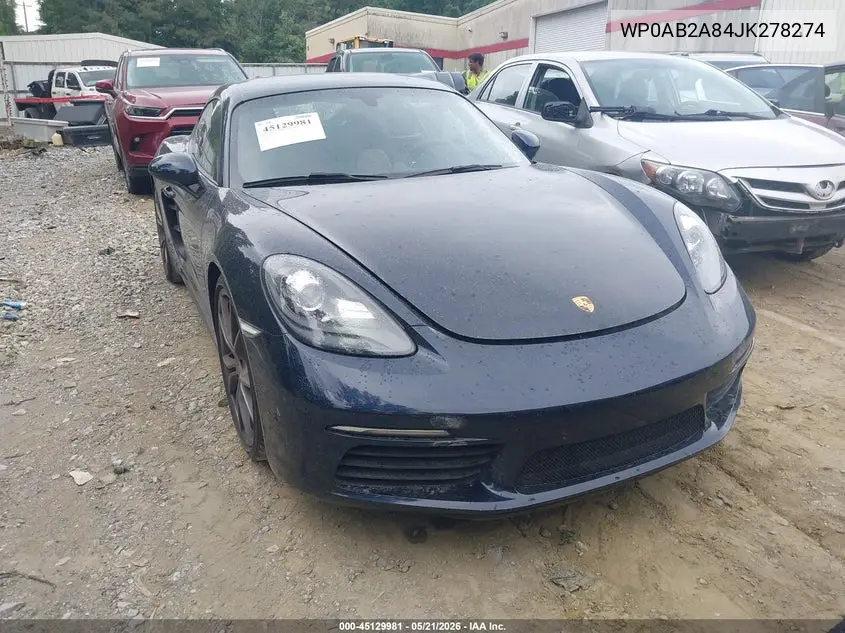 2018 Porsche 718 Cayman S VIN: WP0AB2A84JK278274 Lot: 45129981