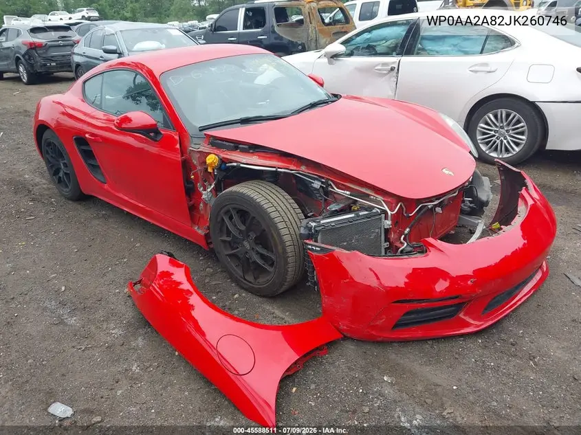 2018 Porsche 718 Cayman VIN: WP0AA2A82JK260746 Lot: 45588511