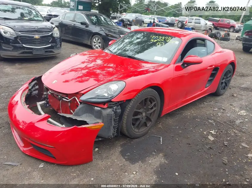 2018 Porsche 718 Cayman VIN: WP0AA2A82JK260746 Lot: 45588511
