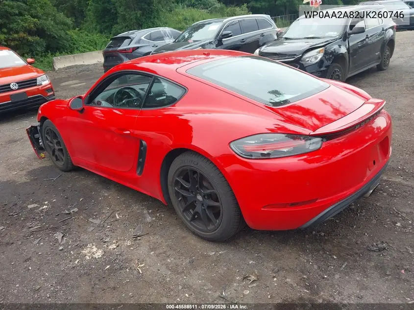 2018 Porsche 718 Cayman VIN: WP0AA2A82JK260746 Lot: 45588511