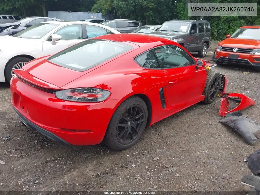 2018 Porsche 718 Cayman VIN: WP0AA2A82JK260746 Lot: 45588511
