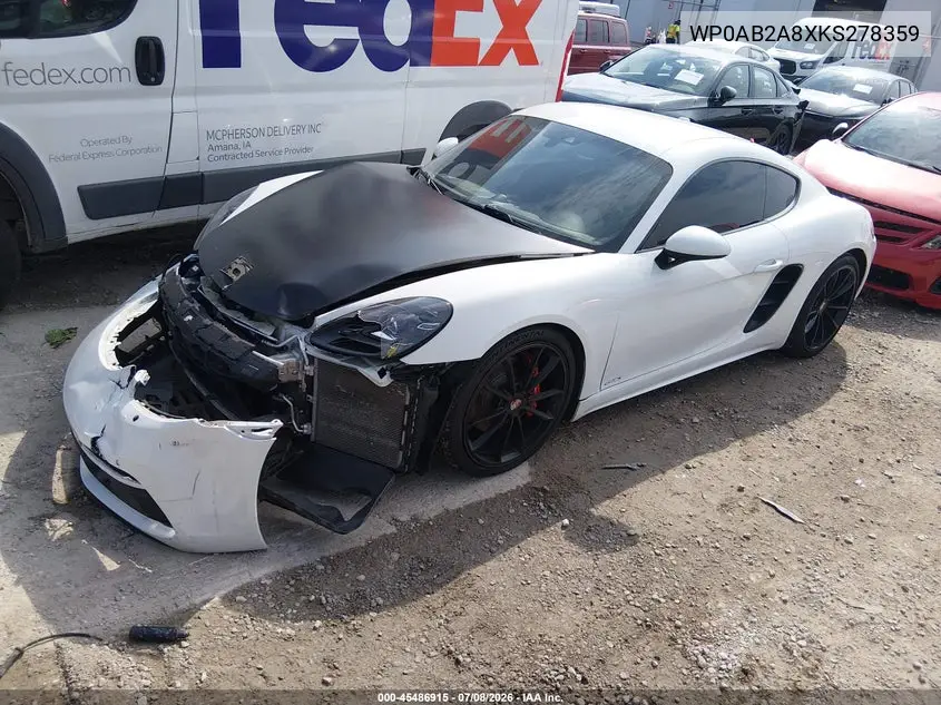 2019 Porsche 718 Cayman Gts VIN: WP0AB2A8XKS278359 Lot: 45486915
