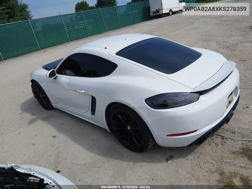 2019 Porsche 718 Cayman Gts VIN: WP0AB2A8XKS278359 Lot: 45486915