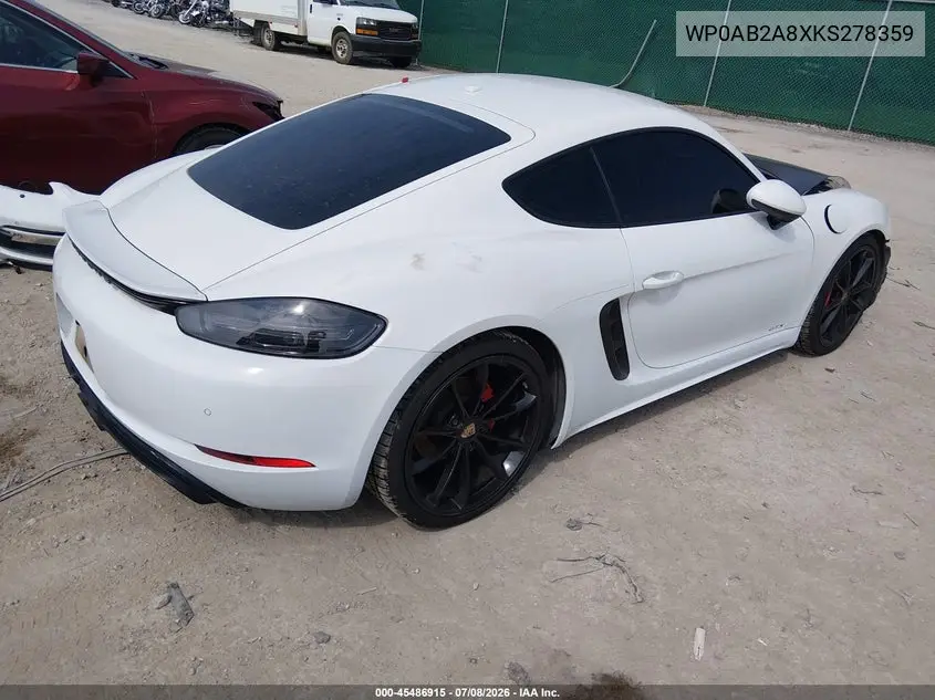 2019 Porsche 718 Cayman Gts VIN: WP0AB2A8XKS278359 Lot: 45486915