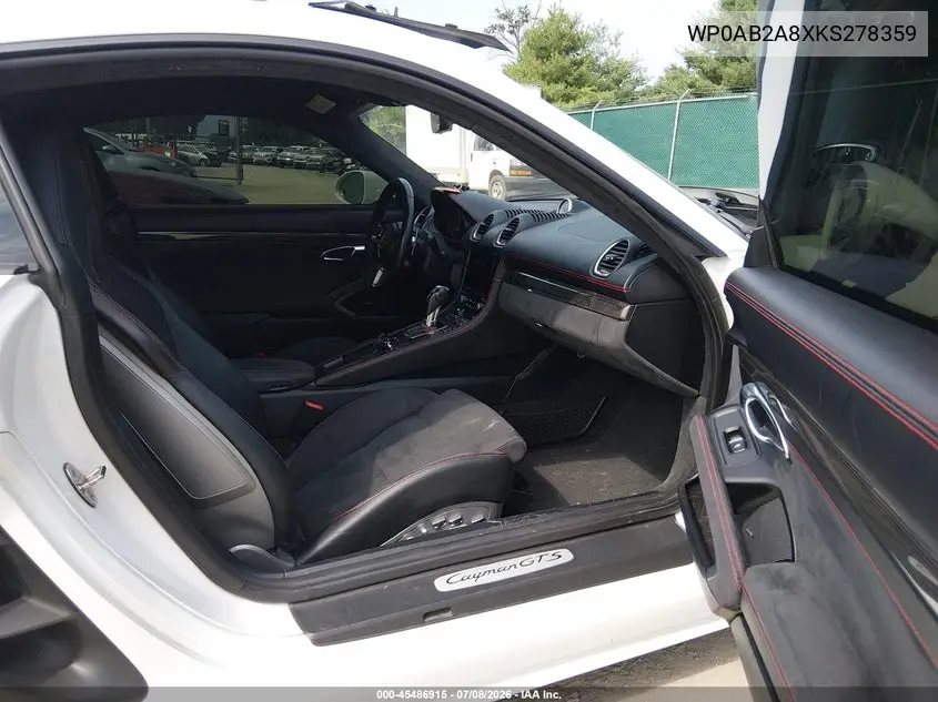 2019 Porsche 718 Cayman Gts VIN: WP0AB2A8XKS278359 Lot: 45486915
