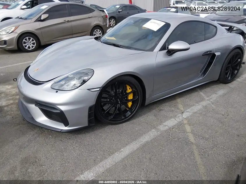 2020 Porsche 718 Cayman Gt4 VIN: WP0AC2A85LS289204 Lot: 44995902