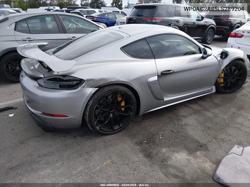 2020 Porsche 718 Cayman Gt4 VIN: WP0AC2A85LS289204 Lot: 44995902