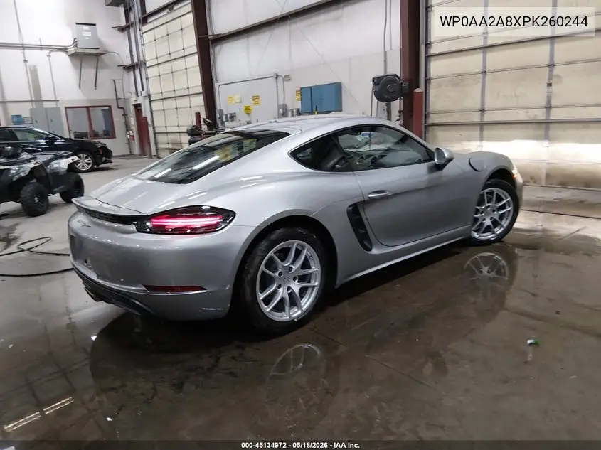 2023 Porsche 718 Cayman T VIN: WP0AA2A8XPK260244 Lot: 45134972