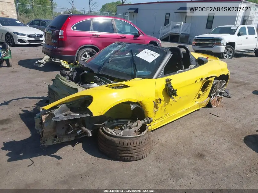 2025 Porsche 718 Spyder Rs VIN: WP0CE2A84SK237421 Lot: 44933964