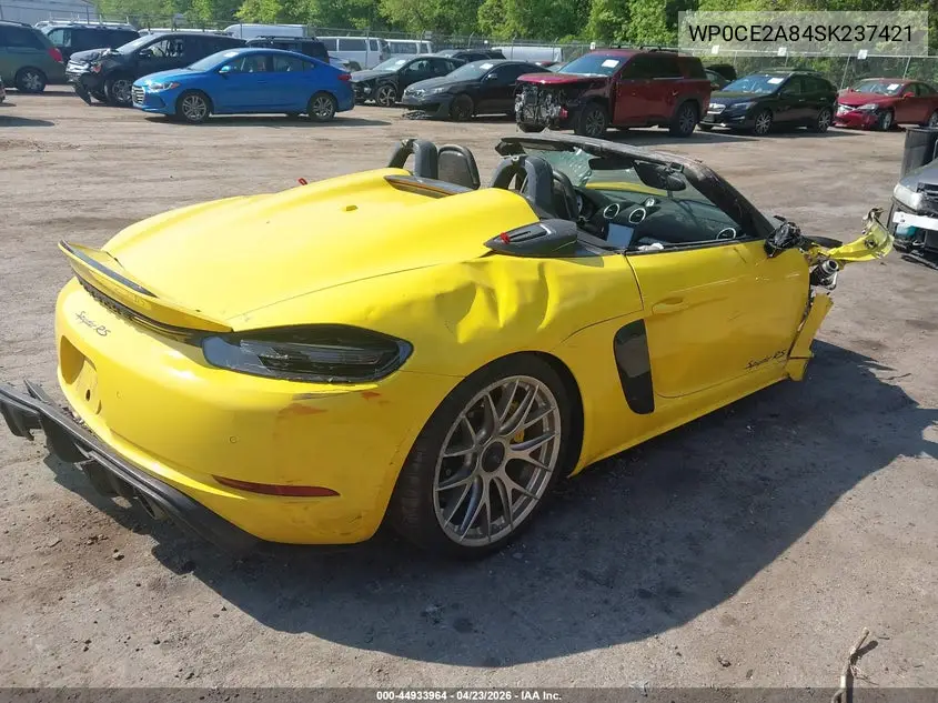 2025 Porsche 718 Spyder Rs VIN: WP0CE2A84SK237421 Lot: 44933964