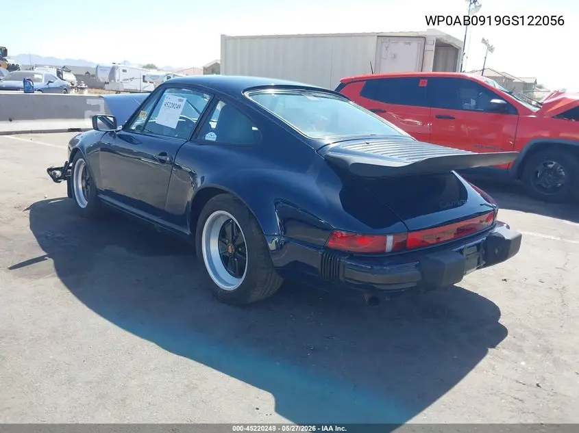 1986 Porsche 911 Carrera VIN: WP0AB0919GS122056 Lot: 45220249