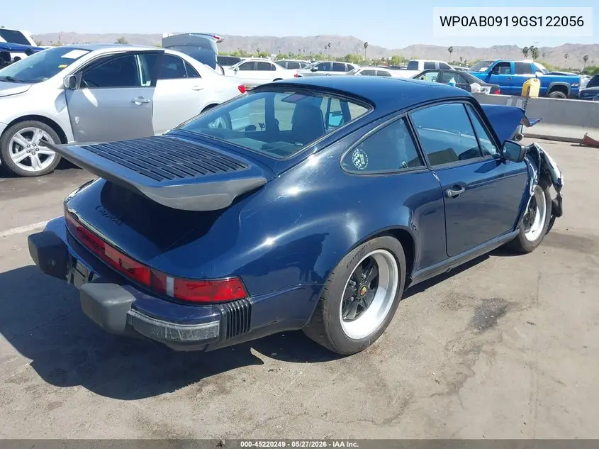 1986 Porsche 911 Carrera VIN: WP0AB0919GS122056 Lot: 45220249