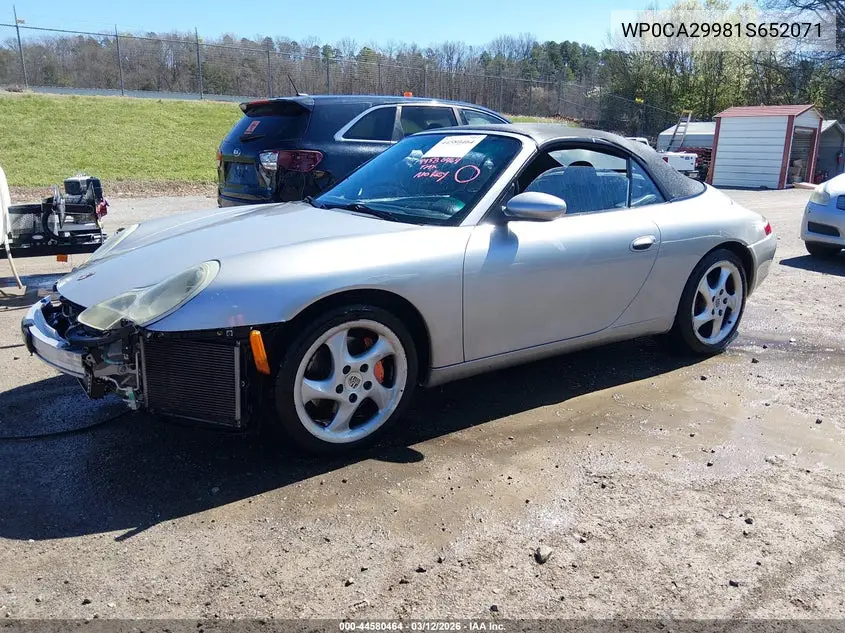 2001 Porsche 911 Carrera/Carrera 4 VIN: WP0CA29981S652071 Lot: 44580464