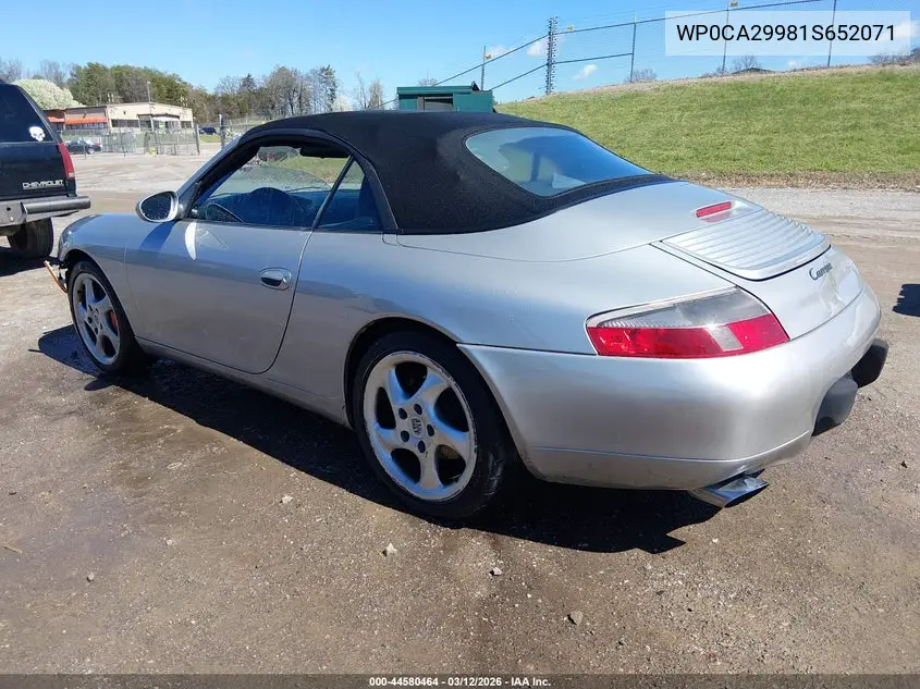 2001 Porsche 911 Carrera/Carrera 4 VIN: WP0CA29981S652071 Lot: 44580464