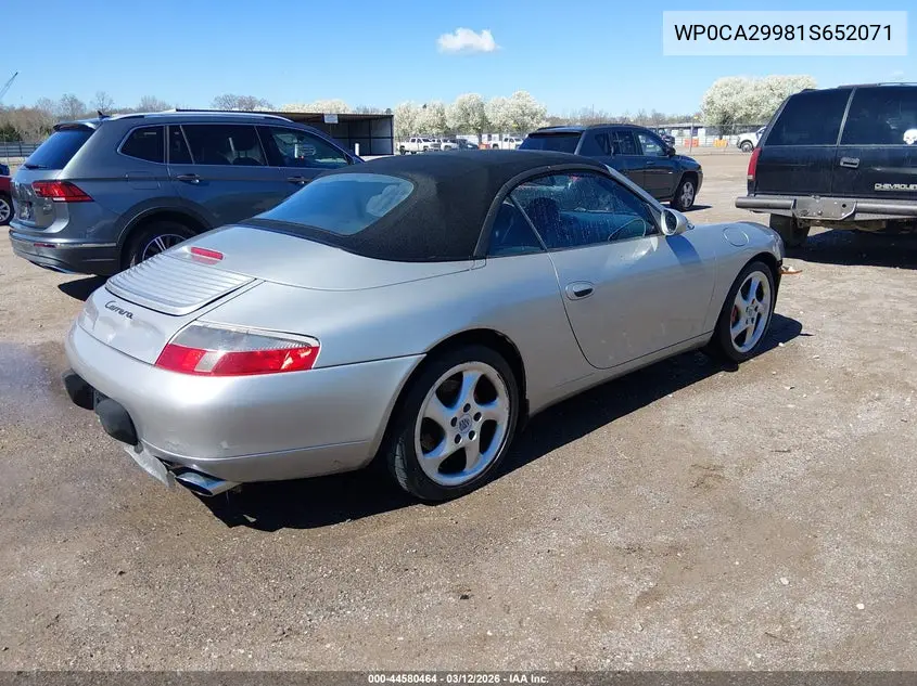 2001 Porsche 911 Carrera/Carrera 4 VIN: WP0CA29981S652071 Lot: 44580464