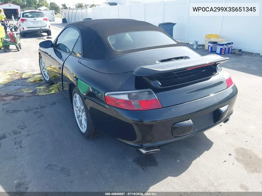 2003 Porsche 911 Carrera/Carrera 4 VIN: WP0CA299X3S651345 Lot: 45600097
