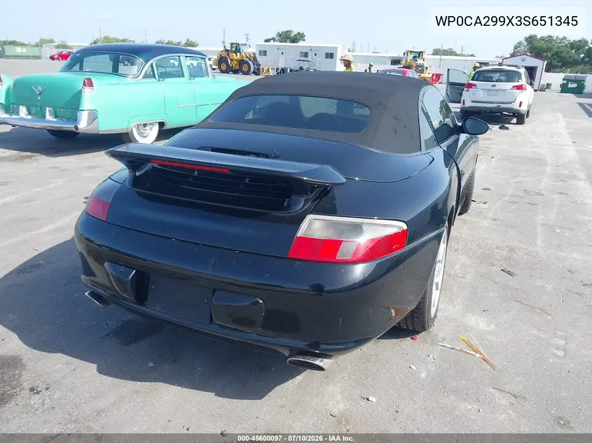 2003 Porsche 911 Carrera/Carrera 4 VIN: WP0CA299X3S651345 Lot: 45600097