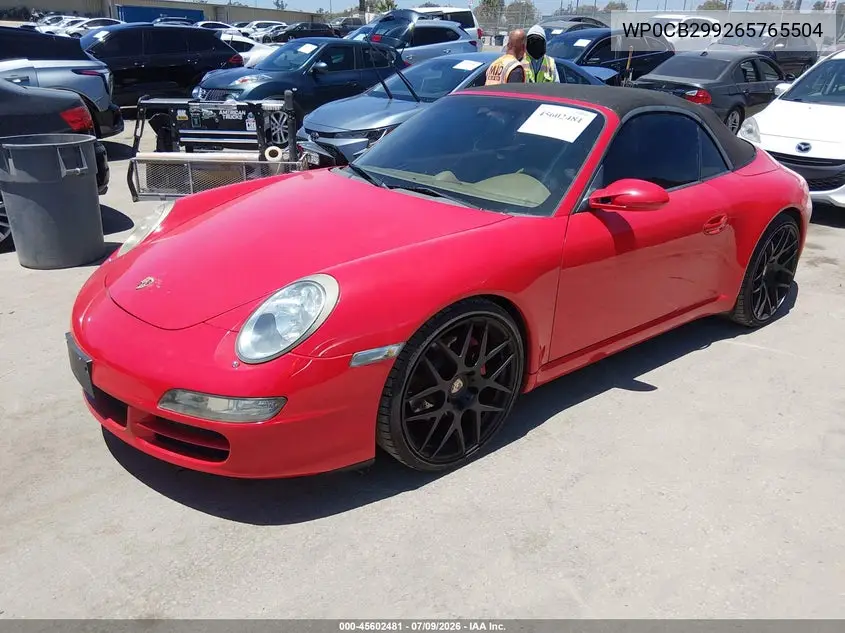 2006 Porsche 911 Carrera S Cabriolet VIN: WP0CB29926S765504 Lot: 45602481