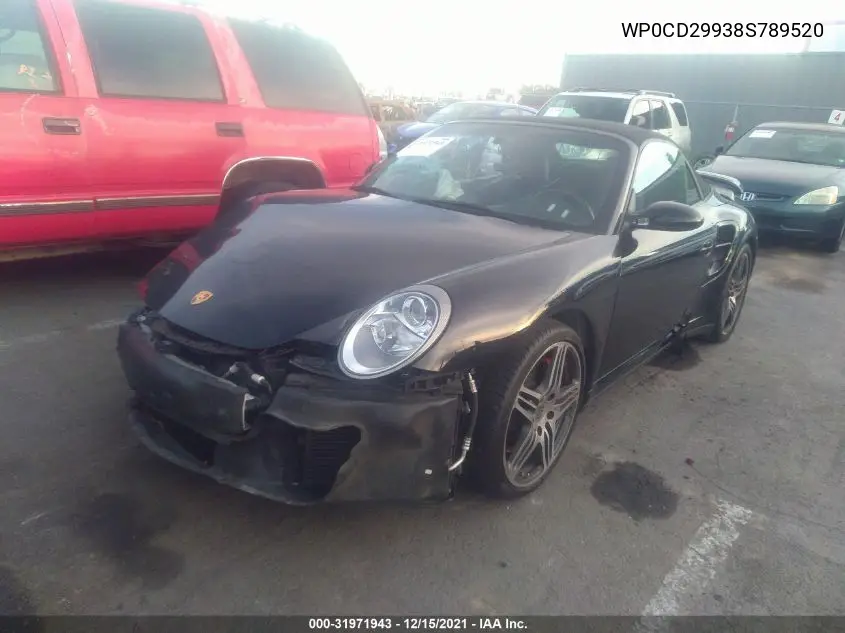 2008 Porsche 911 Turbo VIN: WP0CD29938S789520 Lot: 31971943