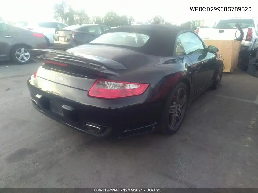2008 Porsche 911 Turbo VIN: WP0CD29938S789520 Lot: 31971943