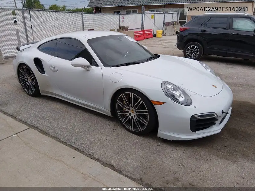 2015 Porsche 911 Turbo VIN: WP0AD2A92FS160251 Lot: 45259863