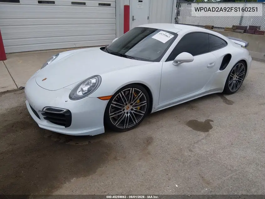 2015 Porsche 911 Turbo VIN: WP0AD2A92FS160251 Lot: 45259863