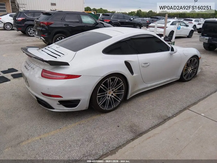 2015 Porsche 911 Turbo VIN: WP0AD2A92FS160251 Lot: 45259863