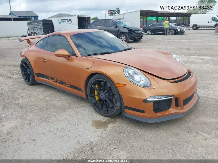 2015 Porsche 911 Gt3 VIN: WP0AC2A99FS183433 Lot: 45335755