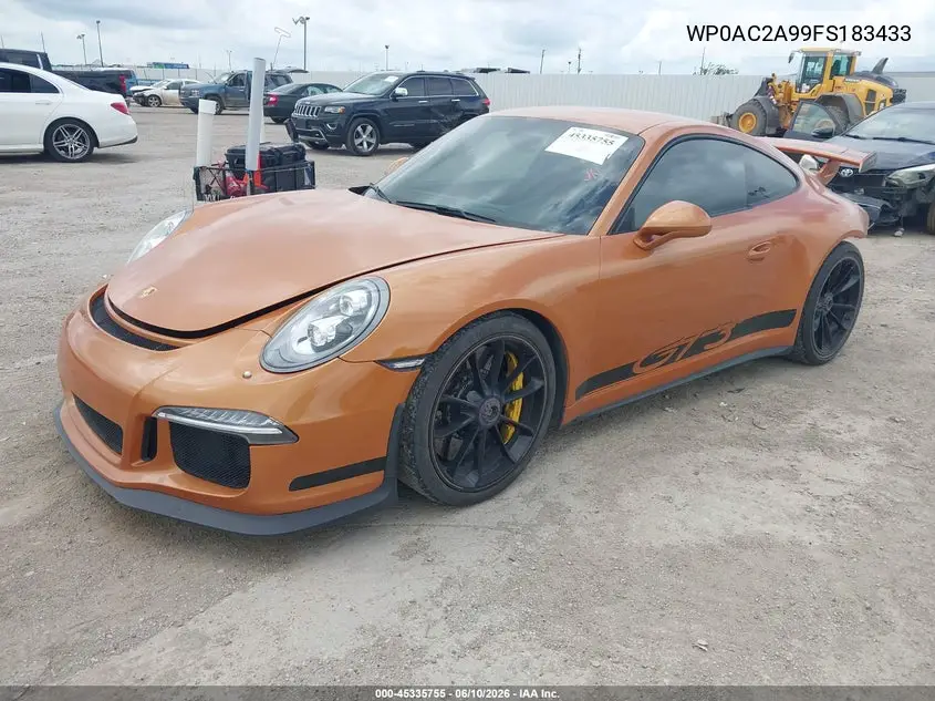 2015 Porsche 911 Gt3 VIN: WP0AC2A99FS183433 Lot: 45335755