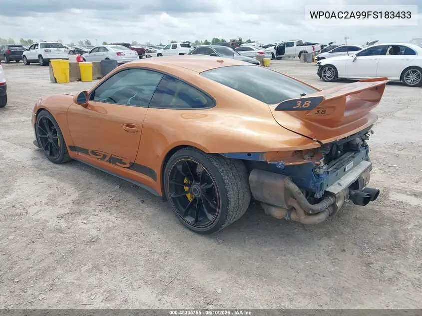 2015 Porsche 911 Gt3 VIN: WP0AC2A99FS183433 Lot: 45335755