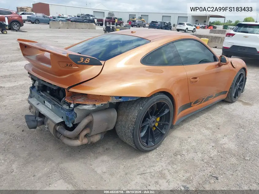 2015 Porsche 911 Gt3 VIN: WP0AC2A99FS183433 Lot: 45335755
