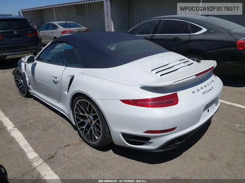 2015 Porsche 911 Turbo VIN: WP0CD2A92FS178077 Lot: 45645124